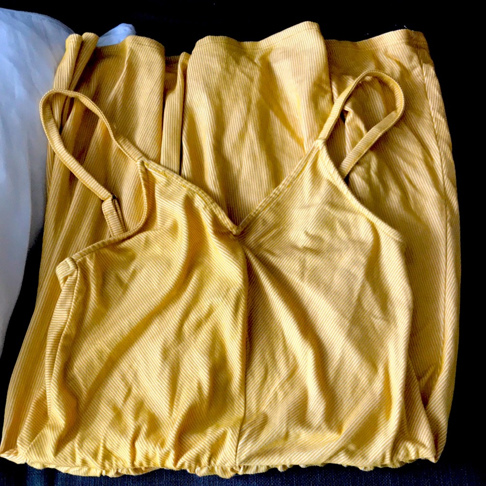 Tank dress in yellow and white size S